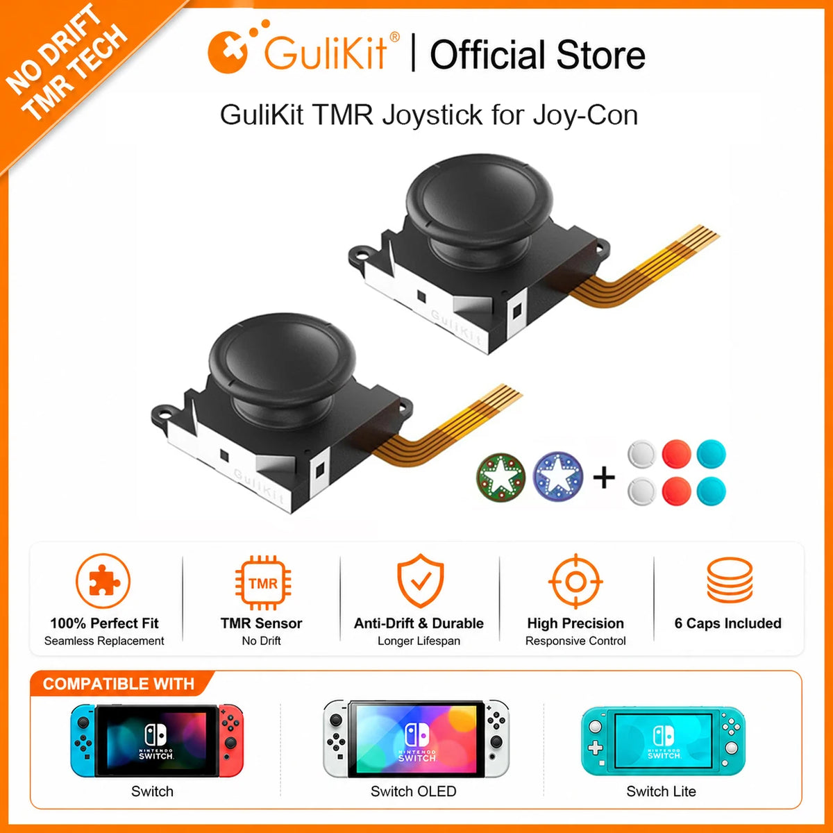 GuliKit TMR Sensing Joystick for JoyCon Replacement No Drift