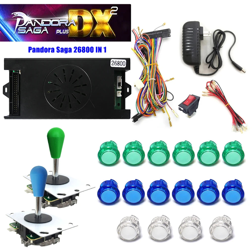 Pandora Saga DX2 Box 26800 in 1 DIY Kit 2 Player with Copy Sanwa Joystick LED Button for Arcade Game Console Cabinet