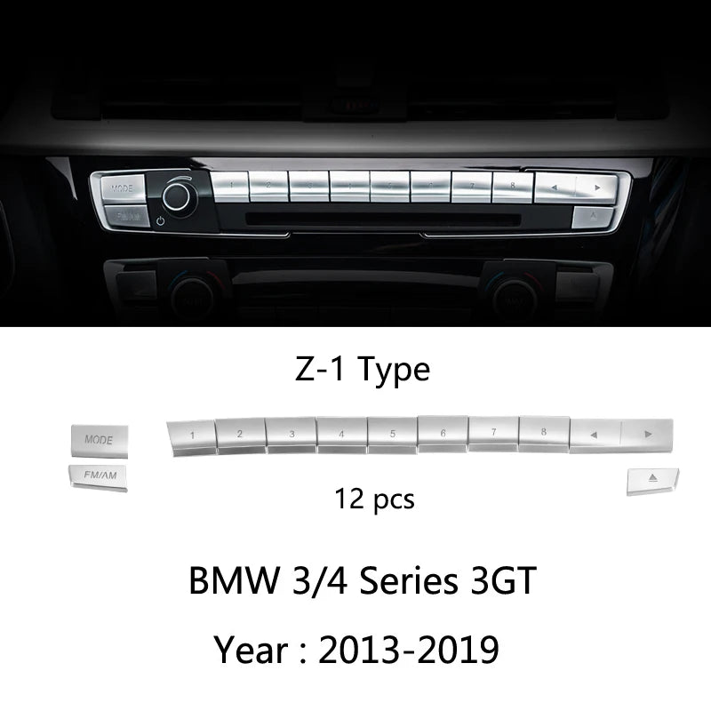 Chrome Car Styling CD Panel Switch Button Cover Sticker Trim For BMW 3 4 Series F30 F32 F34 F35 F36 320i 318i Inner Accessories