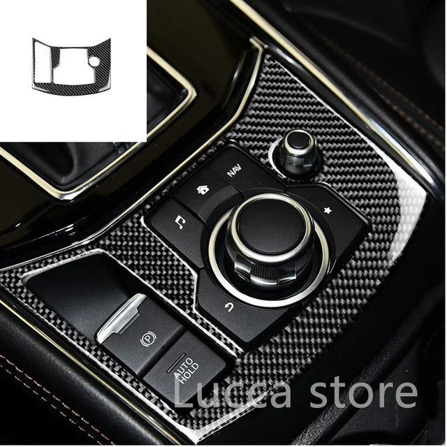 For Mazda CX-5 CX5 2017 2018 Electronic Handbrake Knob Button Panel Cover Trim Sticker Carbon Fiber Interior Auto Assesories
