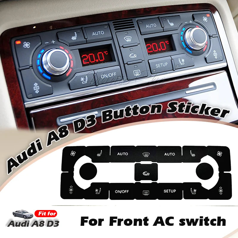 For Audi A8 D3 4E Interior Button Decals 2004 to 2009 For Audi S8 D3 Accessories Refinishing Worn MMI Panel Central Door Lock
