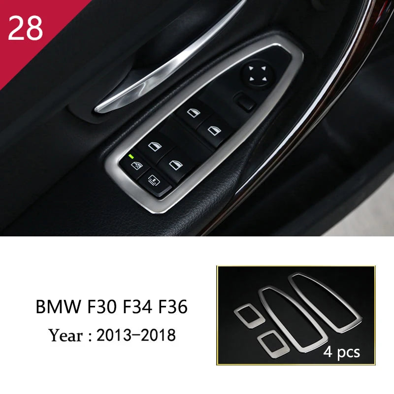 For BMW 3 4 Series 3GT F30 F32 F34 Car Styling interior Gearshift AC CD button Panel Door Armrest Decoration Cover Trim Sticker