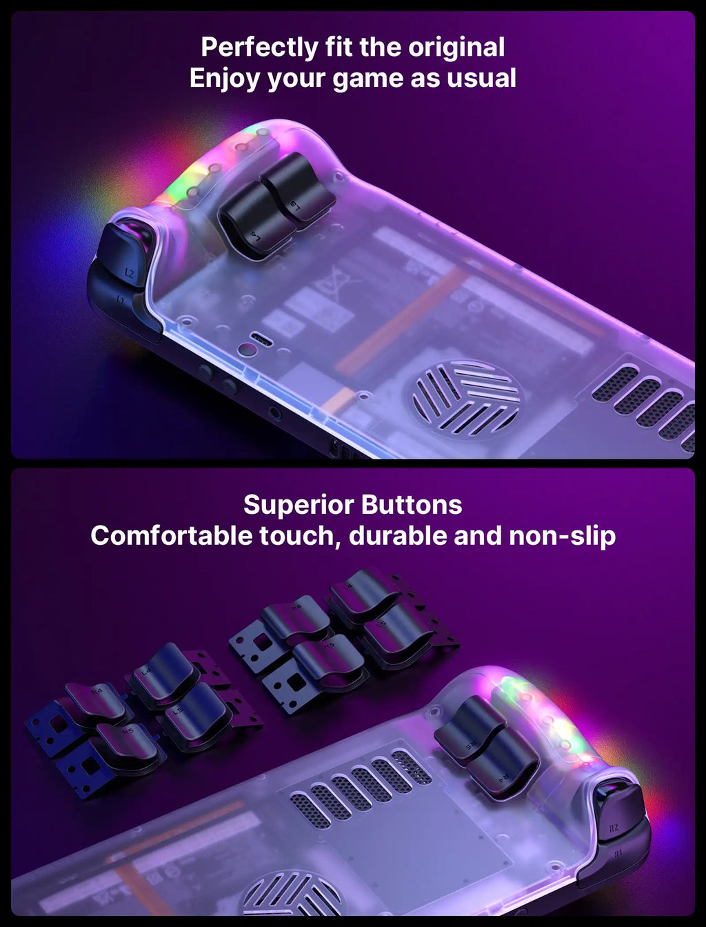 Transparent Back Plate RGB Version for Steam Deck DIY Clear 