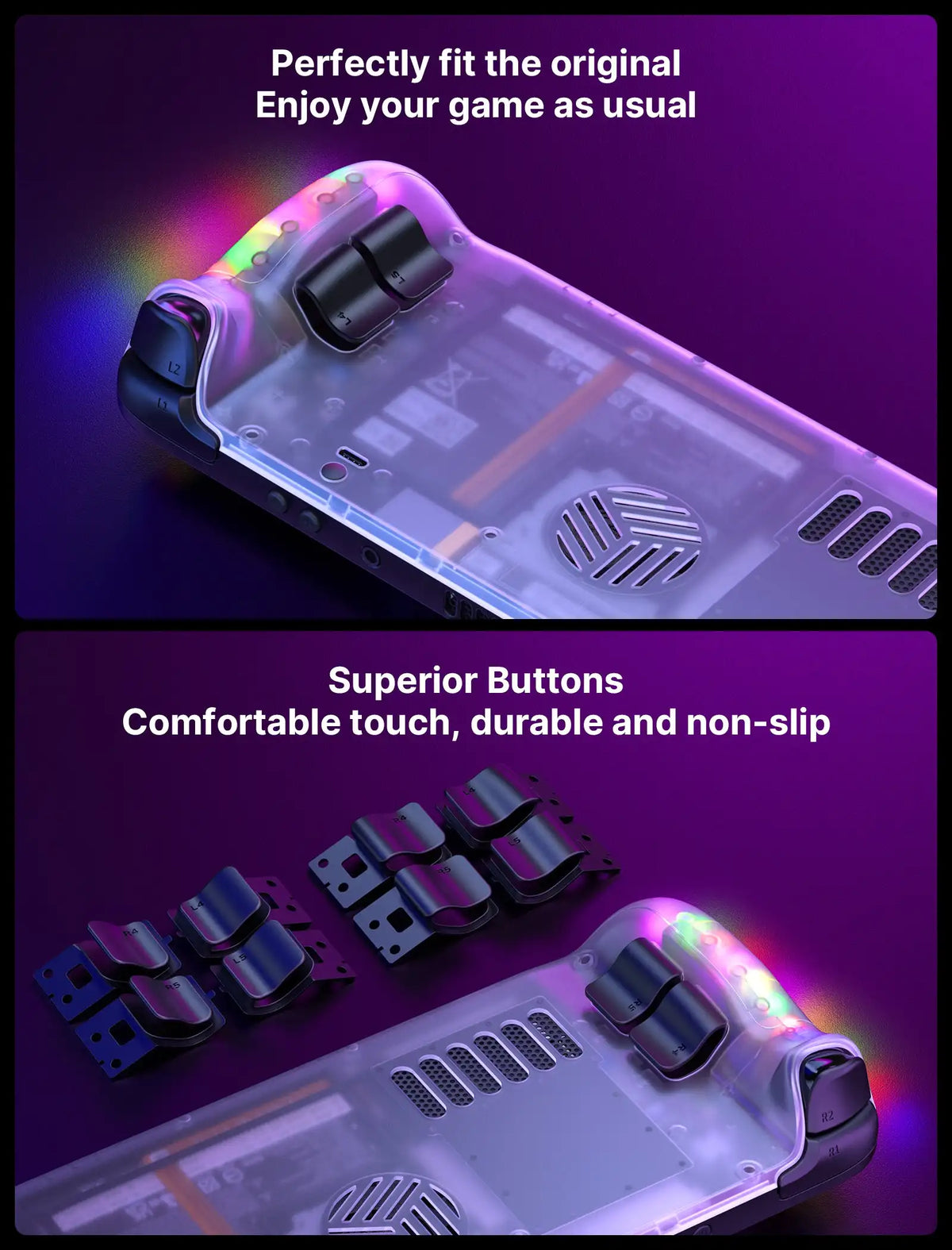 Transparent Back Plate RGB Version for Steam Deck DIY Clear 