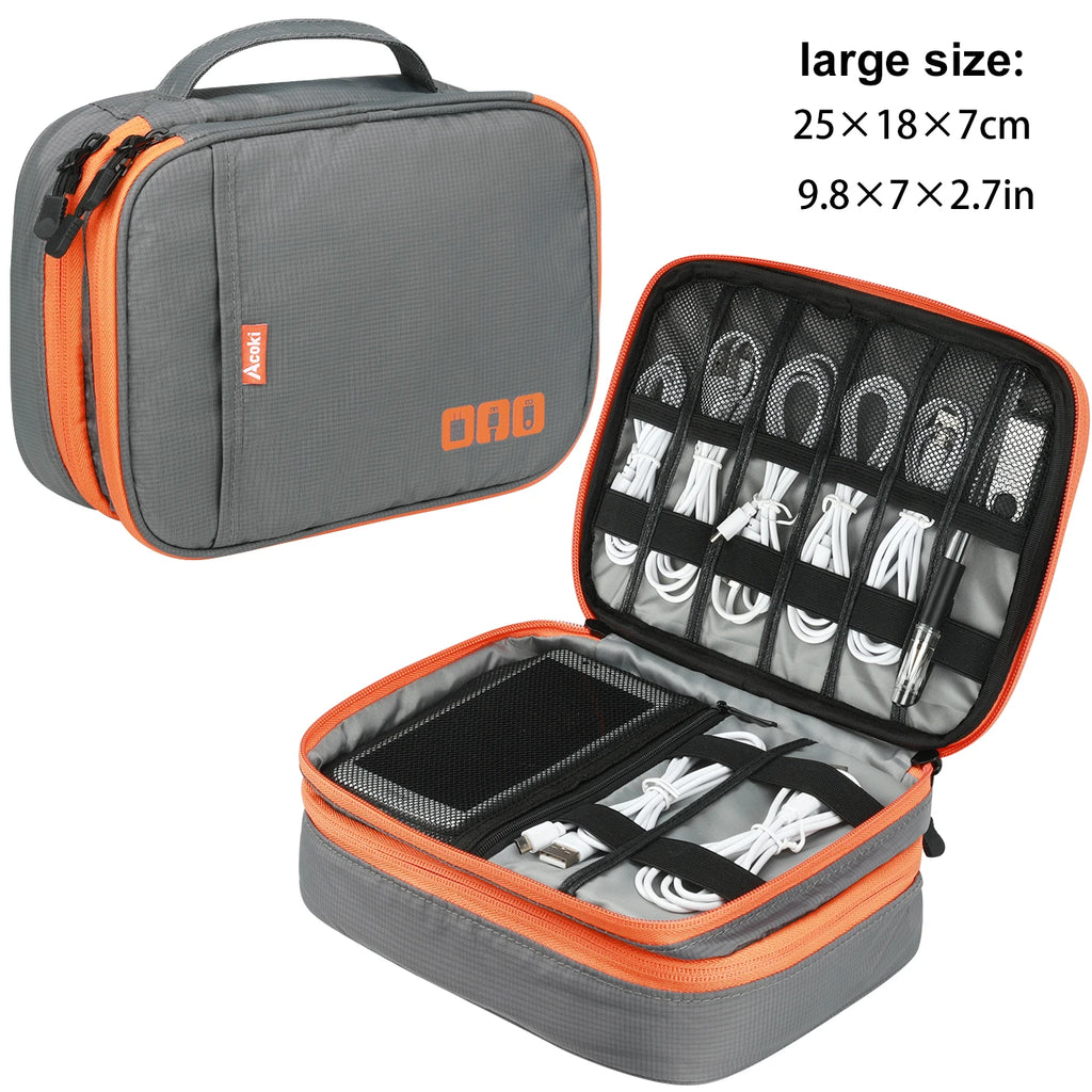 Portable Electronic Accessories Travel case Cable Organizer Bag Gadget Carry Bag for iPad Cables Power USB Flash Drive Charger