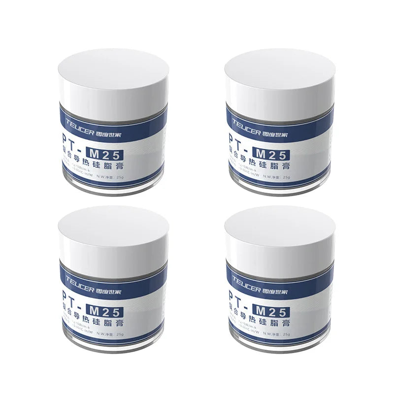 Teucer 25g Canned Thermal Compound Paste Coolers Heat Sink Grease Heatsink Plaste High Durability for CPU GPU PS4 with Scraper