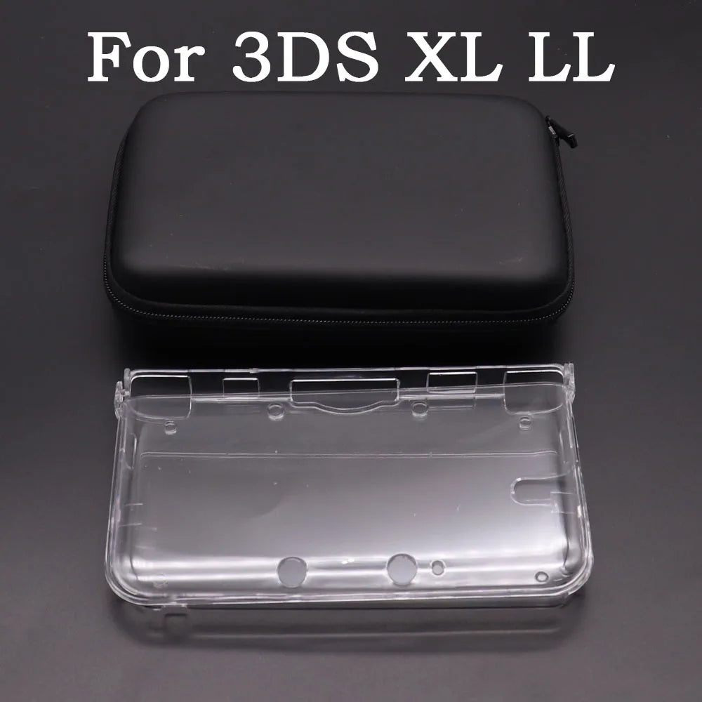For New 3DS XL LL 3DSXL 3DSLL Game Console EVA Skin Carry Hard Case Bag &Plastic Crystal Case Cover Protective Shell