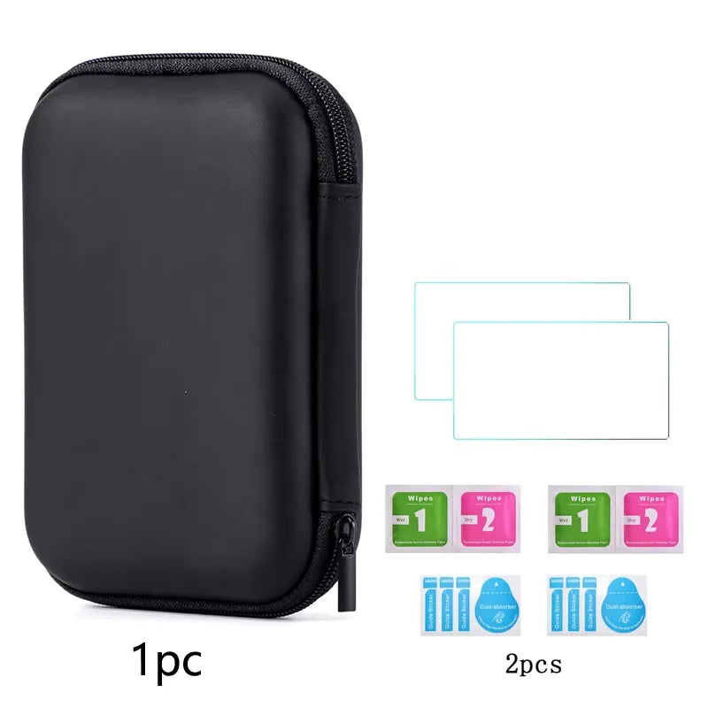 Portable Waterproof Hard Carrying Case Bag+9H Tempered Glass Film Screen Protector for Trimui Smart Pro Handheld Game Console