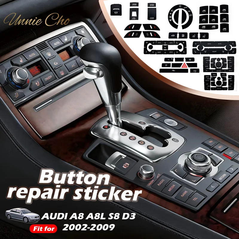 For Audi A8 D3 4E Interior Button Decals 2004 to 2009 For Au