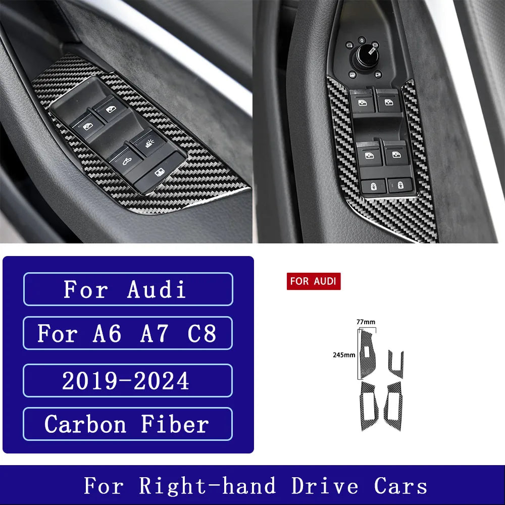For Adui A6 A7 C8 2019-2024 Carbon Fiber Door Window Lift Bu