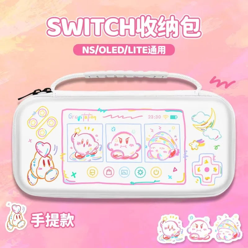 Switch Carrying Case Kirby White Portable Handle Hard Protec