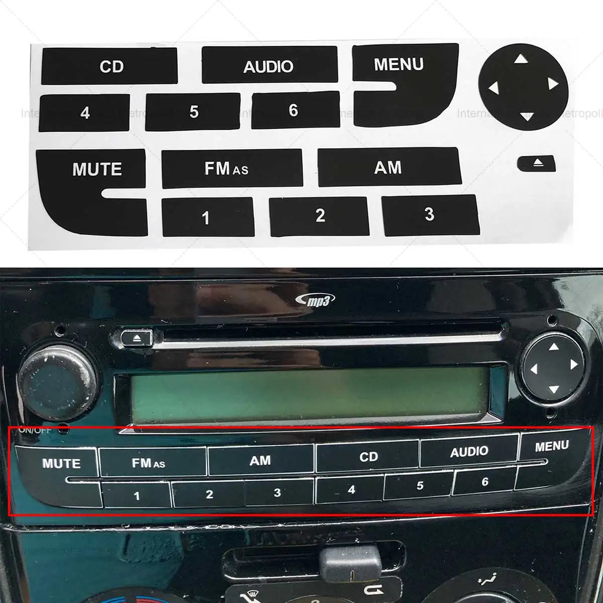 Car Radio Button Repair Sticker For Fiat Grand Punto Radio S