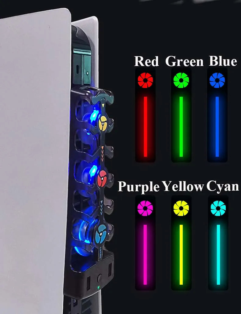 RGB Cooling Fan for PS5 Efficient Cooling System 3-Speed Qui