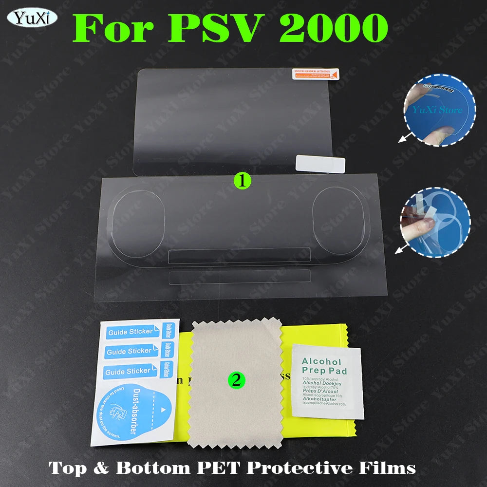for PSV 2000 Clear Crystal Protective Case Top Bottom PET Protection Films For PS Vita 2000 Transparent Housing Cover Case