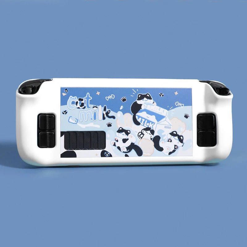 Cartoon Milk Cat Protective Case for Steam Deck Game Console