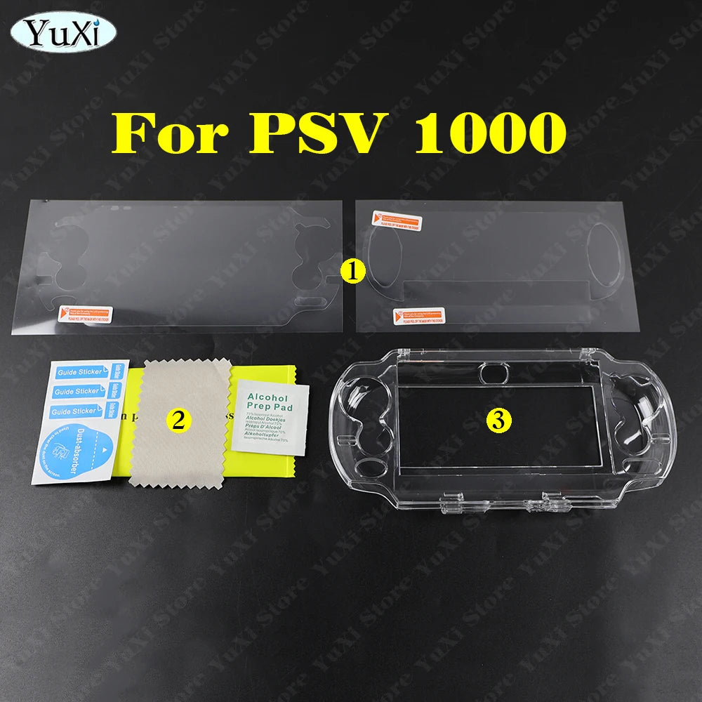 1set Clear Crystal Protective Case For PS Vita 1000 Top Bottom PET Protection Films Transparent Housing Cover for PSV 1000 Game