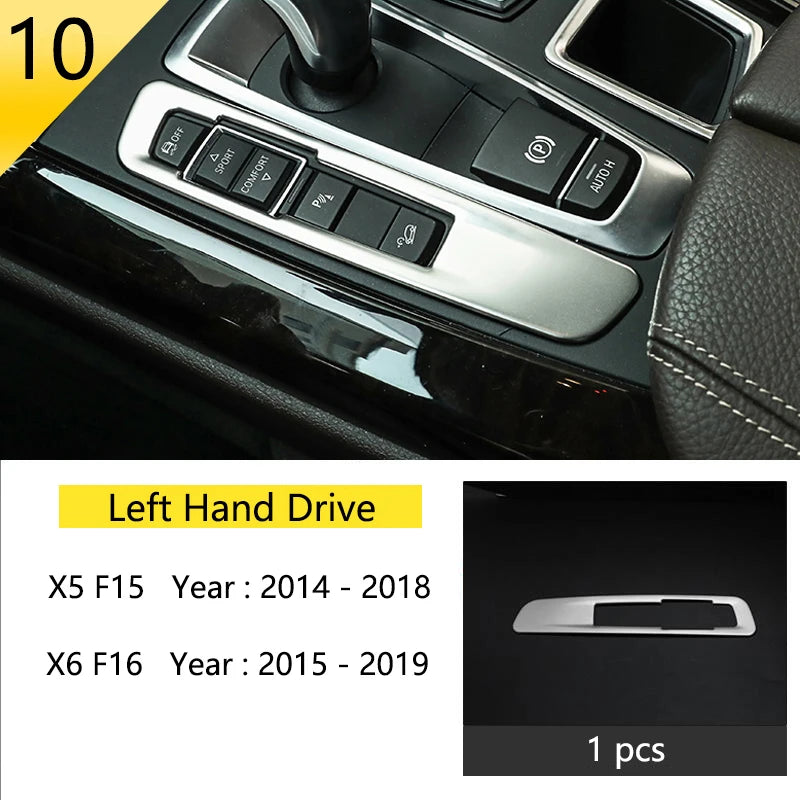 Chrome Car Styling Interior Button Panel Decoration Cover Trim Sticker frame For BMW X5 X6 F15 F16 2014-2019 Auto Accessories