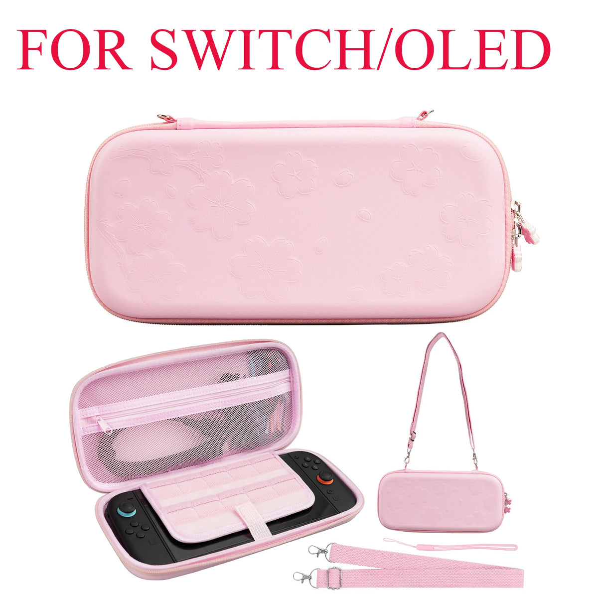 PU Waterproof Pouch Case Storage Traveling Cover Box for Switch Lite Sakura Pink Shell Portable Carrying Bag For Switch OLED