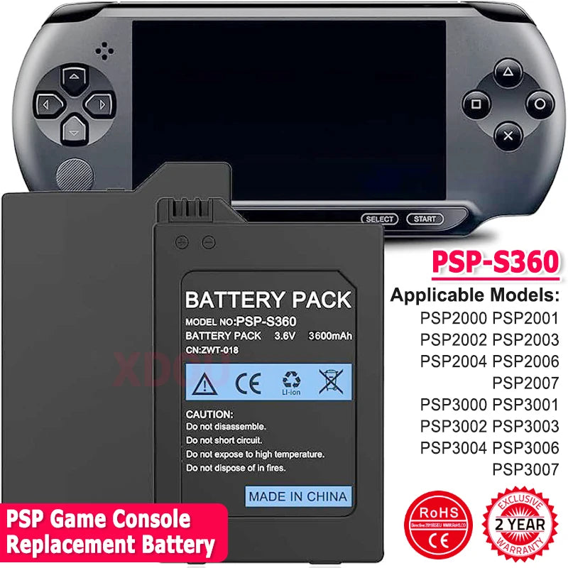 3.6V Built-in 3600mAh Battery for Sony PS Lite PSP 2th PSP-3