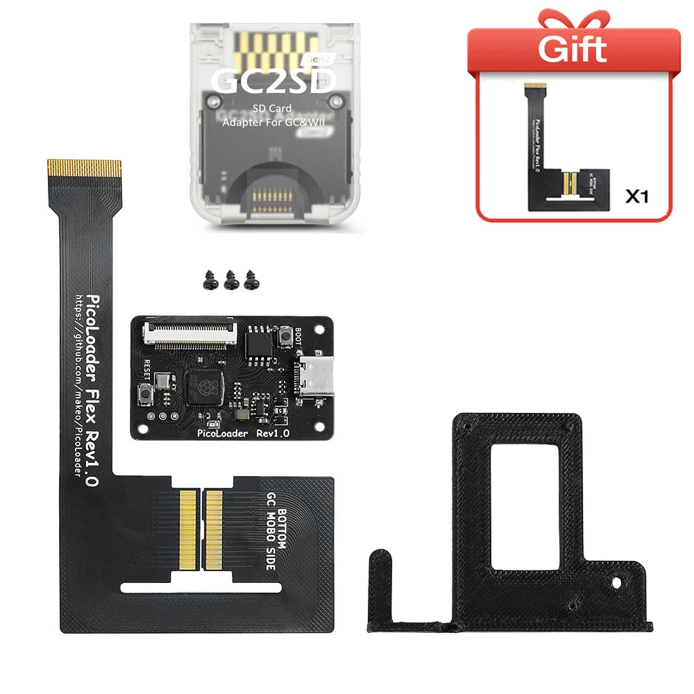 RetroScaler Black PicoLoader Flex Cable No Welding Required Compatible SD2SP2 GC2SD SDGecko for NGC GameCube Game Console