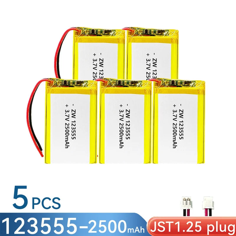 3.7V 2500mAh 123555 Battery Lipo Polymer Lithium Ion Rechargeable Batteries Built-in Lithium Battery Replace 124060 104060