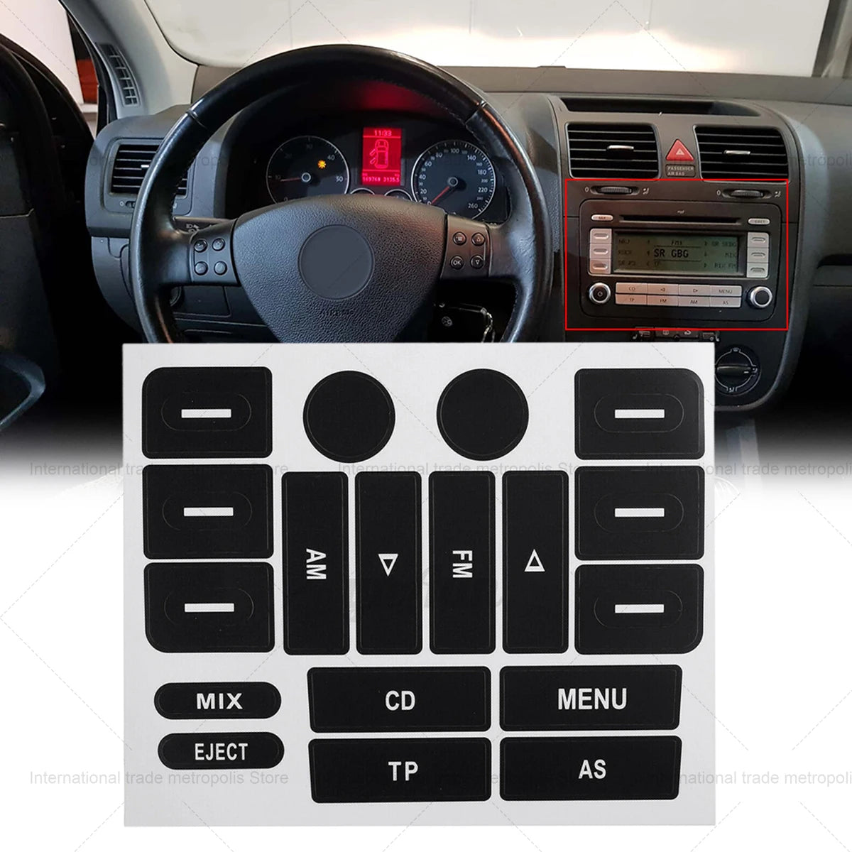 Radio Button Repair Sticker Decals Car FM Radio Button Repai
