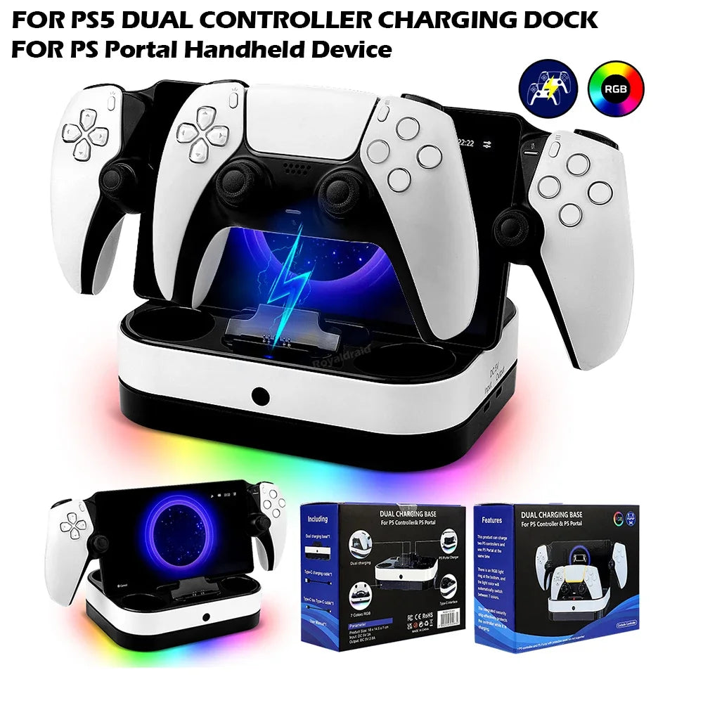 NEW For PS5 Controller Charger Stand LED Indicator & RGB Lig