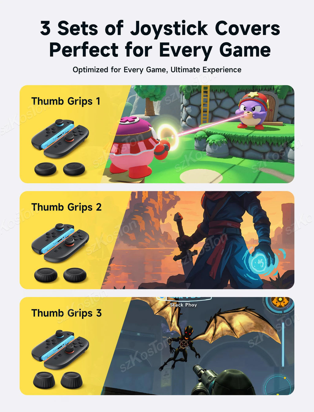 Thumb Grips Caps for Switch 2 Joyco Ergonomic Design Enhance