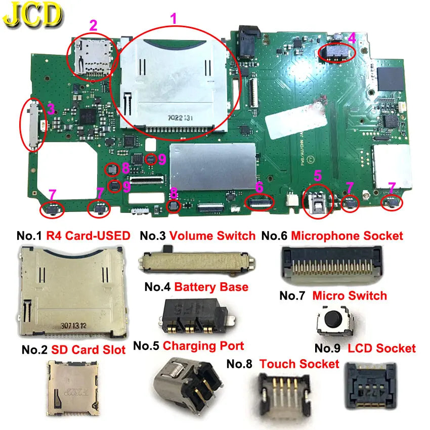 For New 2DS XL LL Volume Button Micro Switch Battery Base Ch