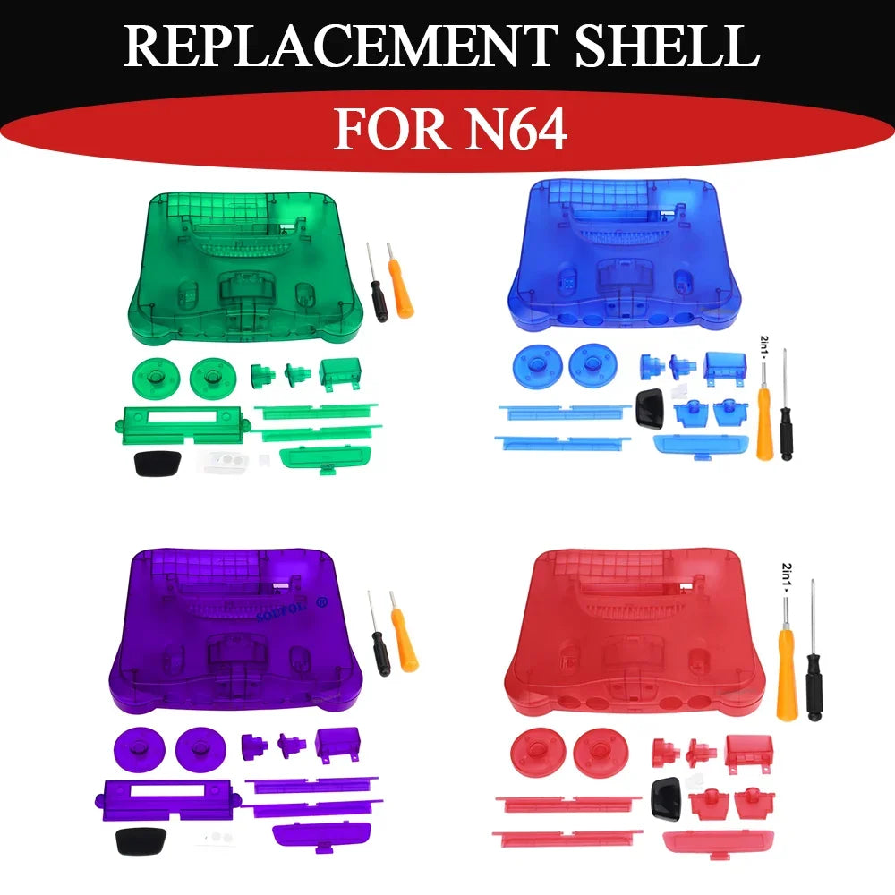 10 Colors Durable Full Housing Translucent Box For N64 Repla