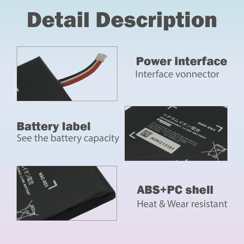 1 - 20 Pieces/Lots HAC-003 4310mAh For Nintendo Switch Game 
