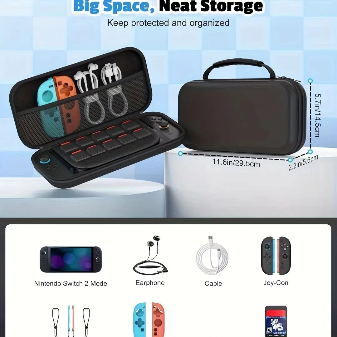 Carrying Case for Switch 2 Portable Waterproof Travel Bag wi
