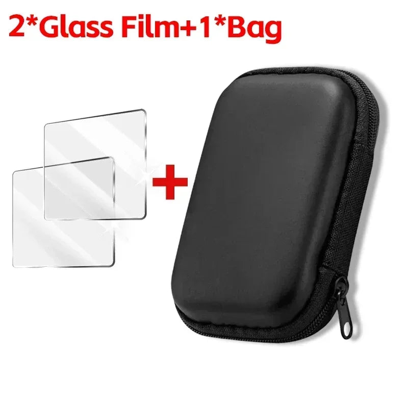 3 IN 1 Carrying Storage Case with Tempered Glass Screen Protectors for R36S Game Console Protectors Kit Anti-Scratch Bag & Films