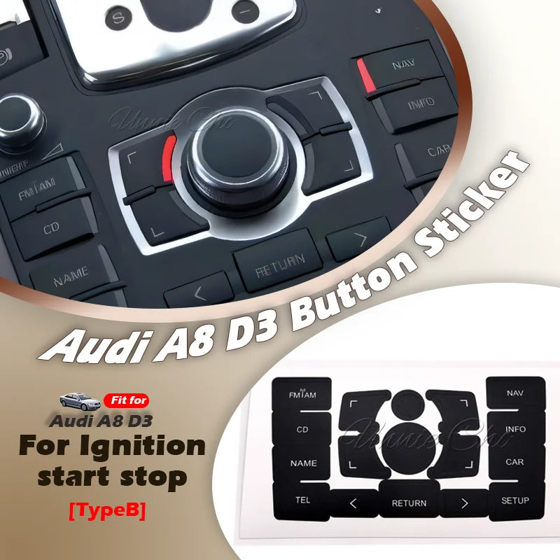 For Audi A8 D3 4E Interior Button Decals 2004 to 2009 For Audi S8 D3 Accessories Refinishing Worn MMI Panel Central Door Lock