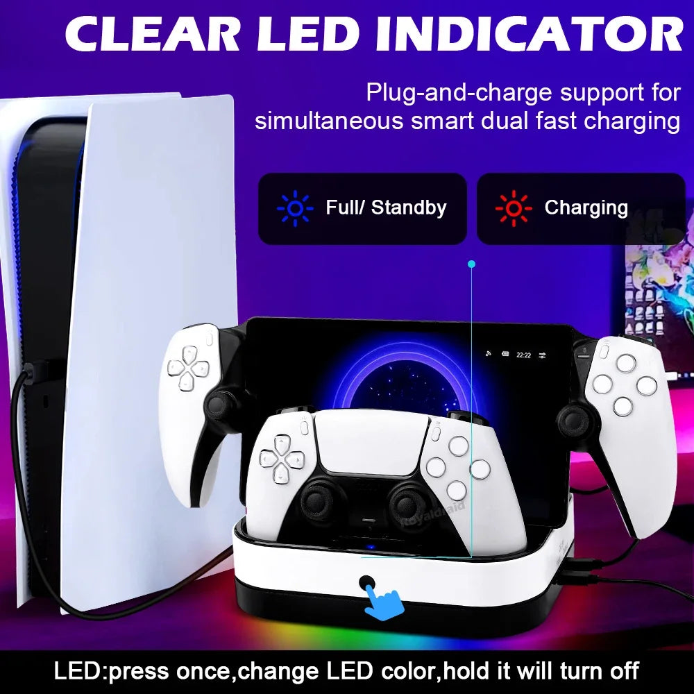 NEW For PS5 Controller Charger Stand LED Indicator & RGB Lig