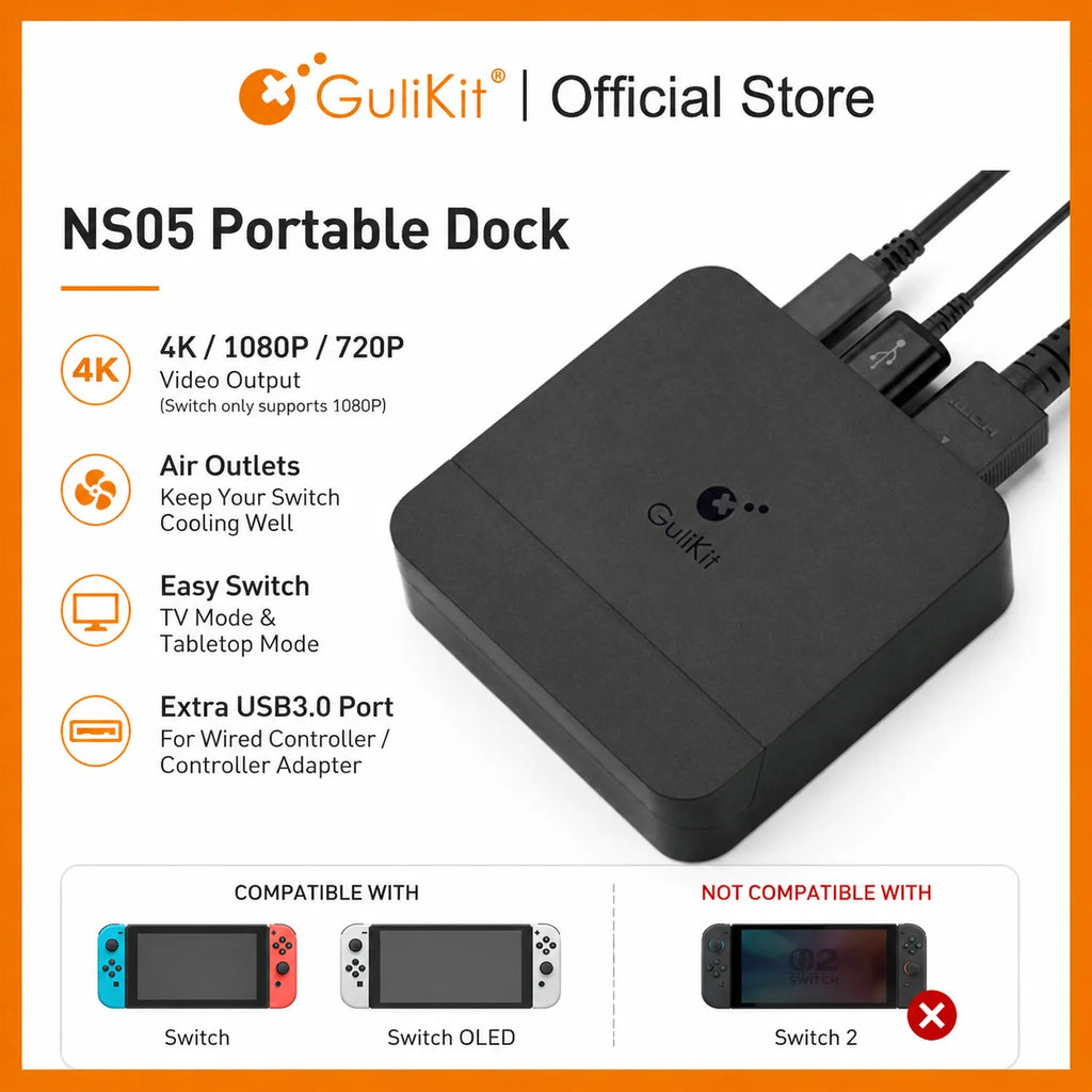 Gulikit NS05 Portable Dock for Switch Docking Station with U