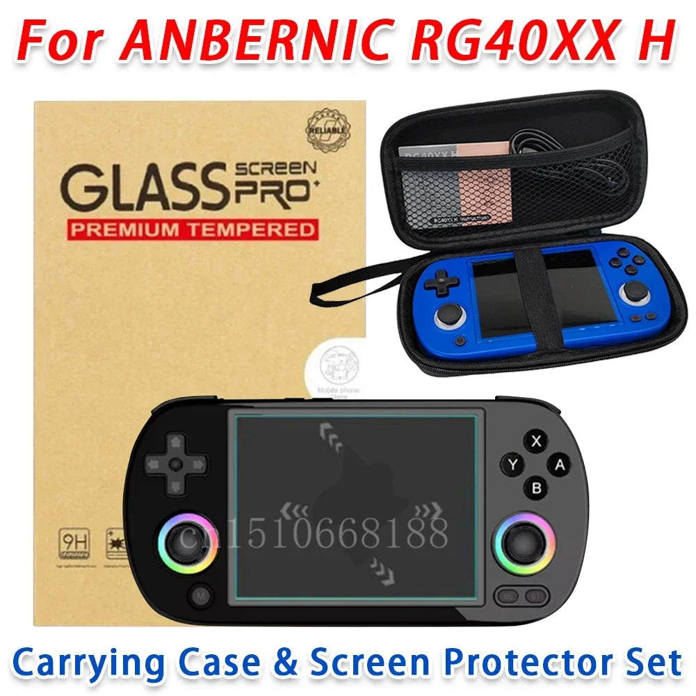 For Anbernic RG40XX H Video Game Console Carrying Case & Scr