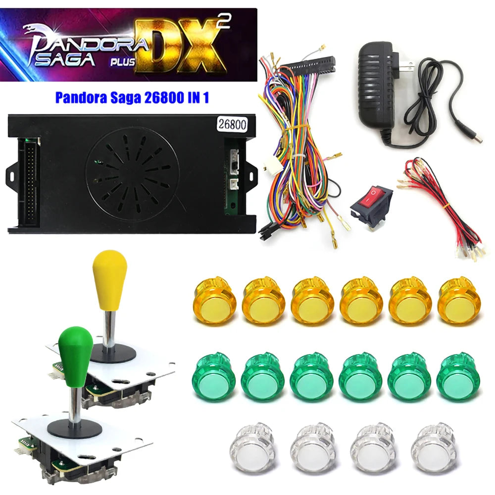 Pandora Saga DX2 Box 26800 in 1 DIY Kit 2 Player with Copy Sanwa Joystick LED Button for Arcade Game Console Cabinet