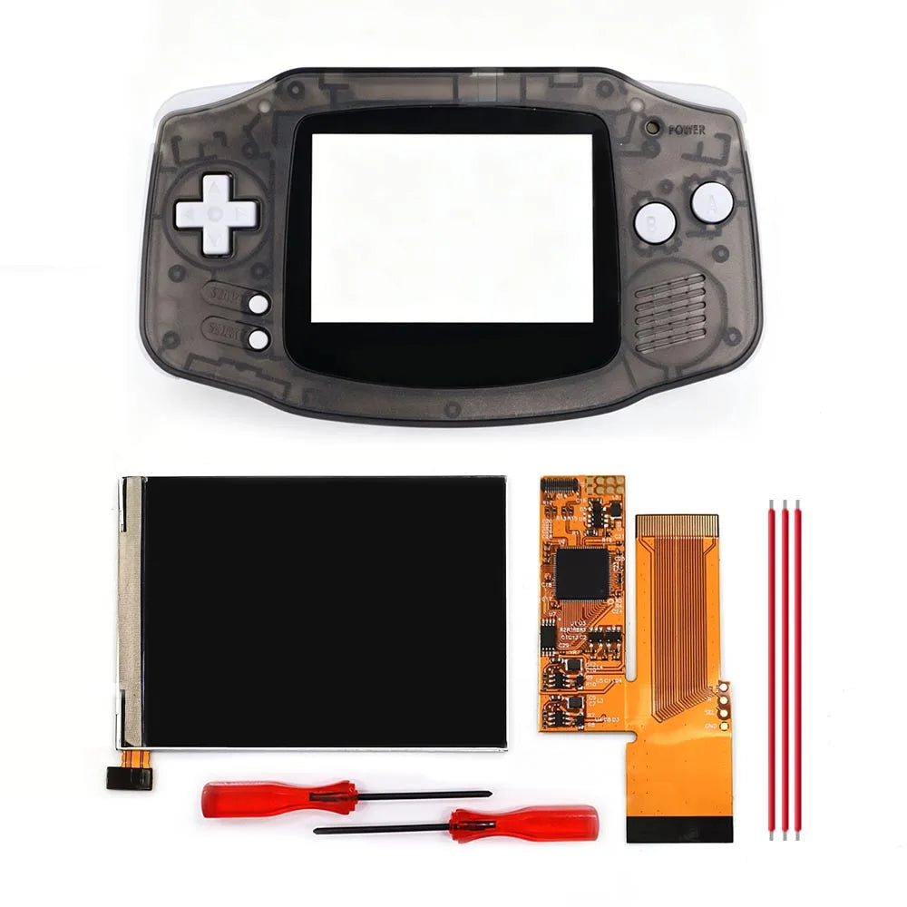 HISPEEDIDO For GBA V2 IPS LCD Backlight Kits With Pre-cut Shell 10 Levels High Brightness Adjustment for Game Boy Advance Consol