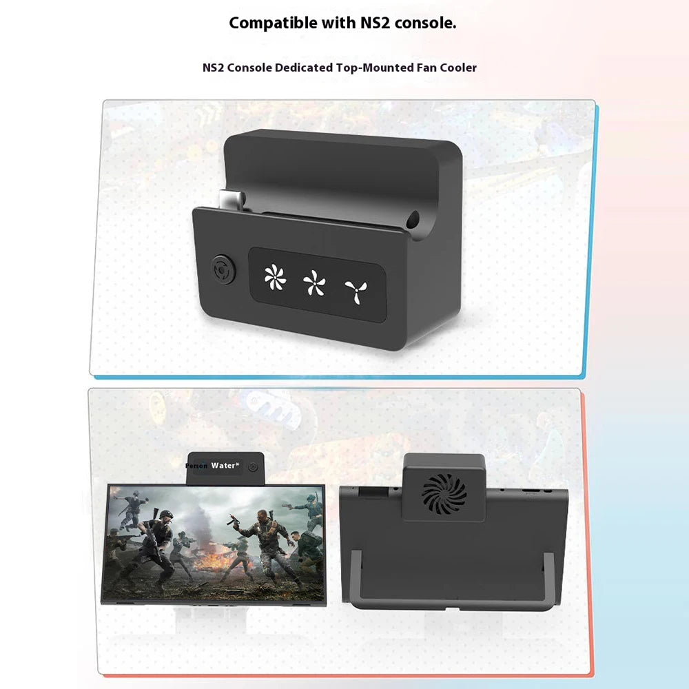 For Switch 2 Cooling Fan Portable 3 Speeds Adjustable Heat D
