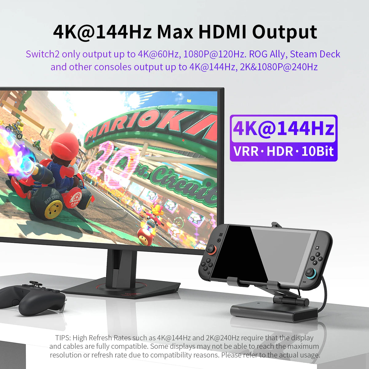 100W Docking Station for Switch 2 with Dual Cooling Fan 4K 6