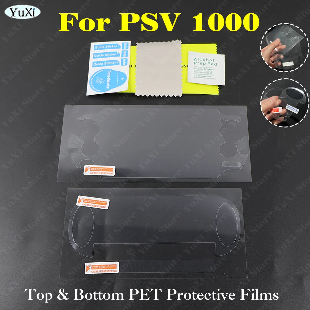 1set Clear Crystal Protective Case For PS Vita 1000 Top Bottom PET Protection Films Transparent Housing Cover for PSV 1000 Game