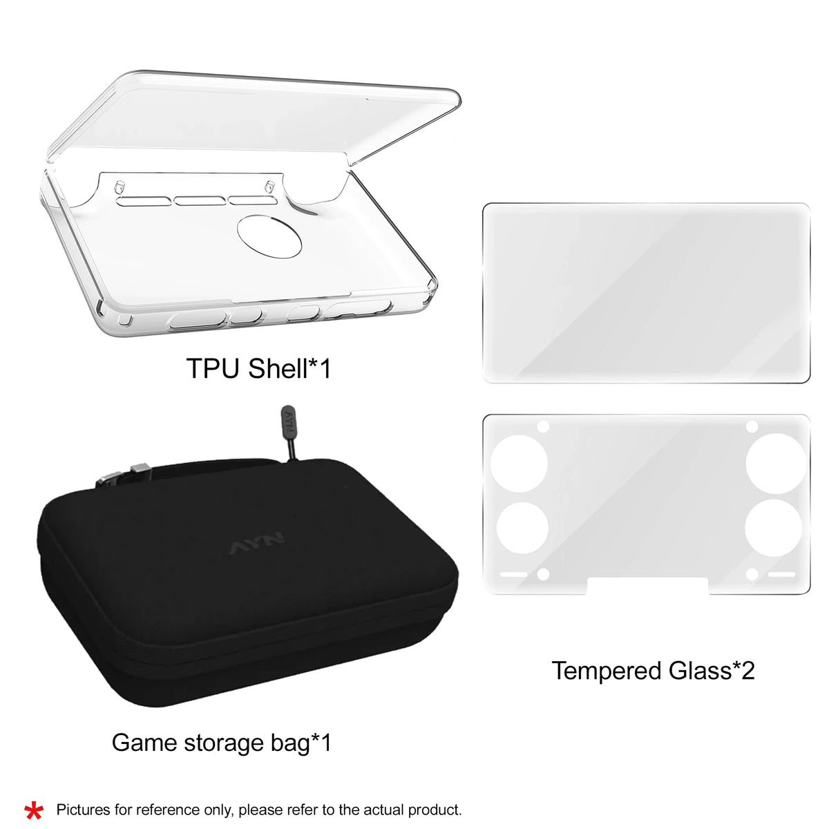 TPU Case Handheld Console Transparent Protective Cover Screen Protector Set For AYN THOR Anti-Fall Case Shell Grip Storage