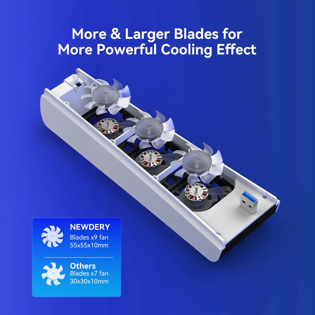 NEWDERY PS5 Cooling Fan 9 Blades And Larger Auto Speed Coole