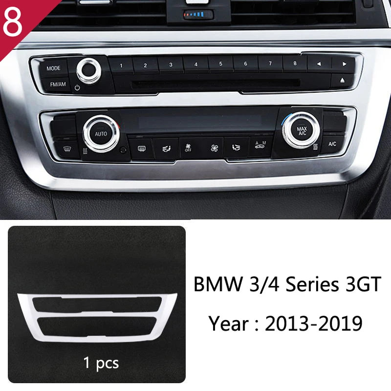 For BMW 3 4 Series 3GT F30 F32 F34 Car Styling interior Gearshift AC CD button Panel Door Armrest Decoration Cover Trim Sticker