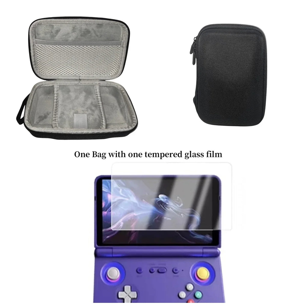 Portable Retroid Pocket Flip2 Game Console Bag Case Shockproof RPFlip2 Case Carrying Bag Storage Box With Tempered Glass Film