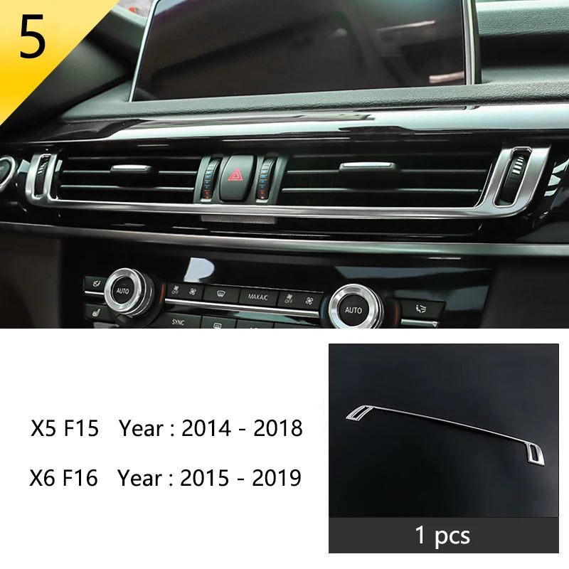 Chrome Car Styling Interior Button Panel Decoration Cover Trim Sticker frame For BMW X5 X6 F15 F16 2014-2019 Auto Accessories