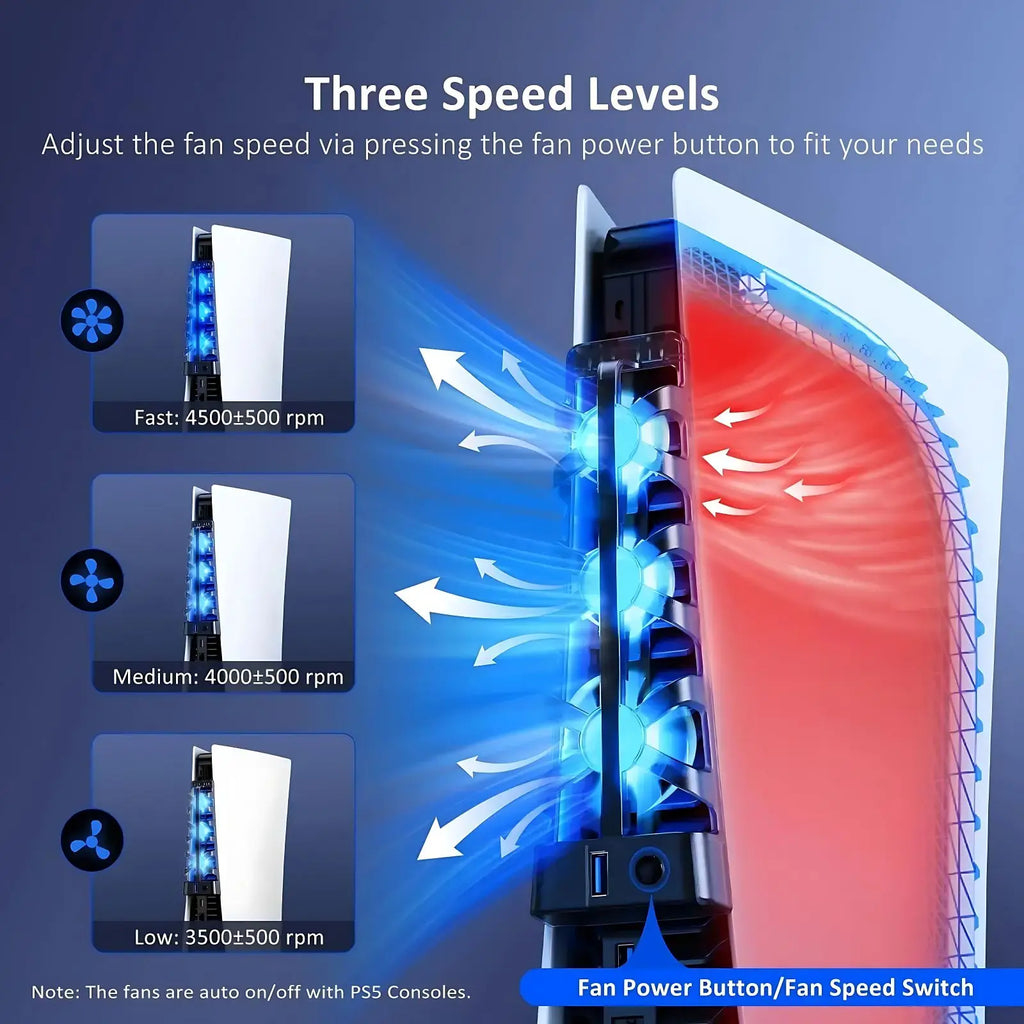 For PS5 Both Disc and Digital Cooling Fan with LED Light for