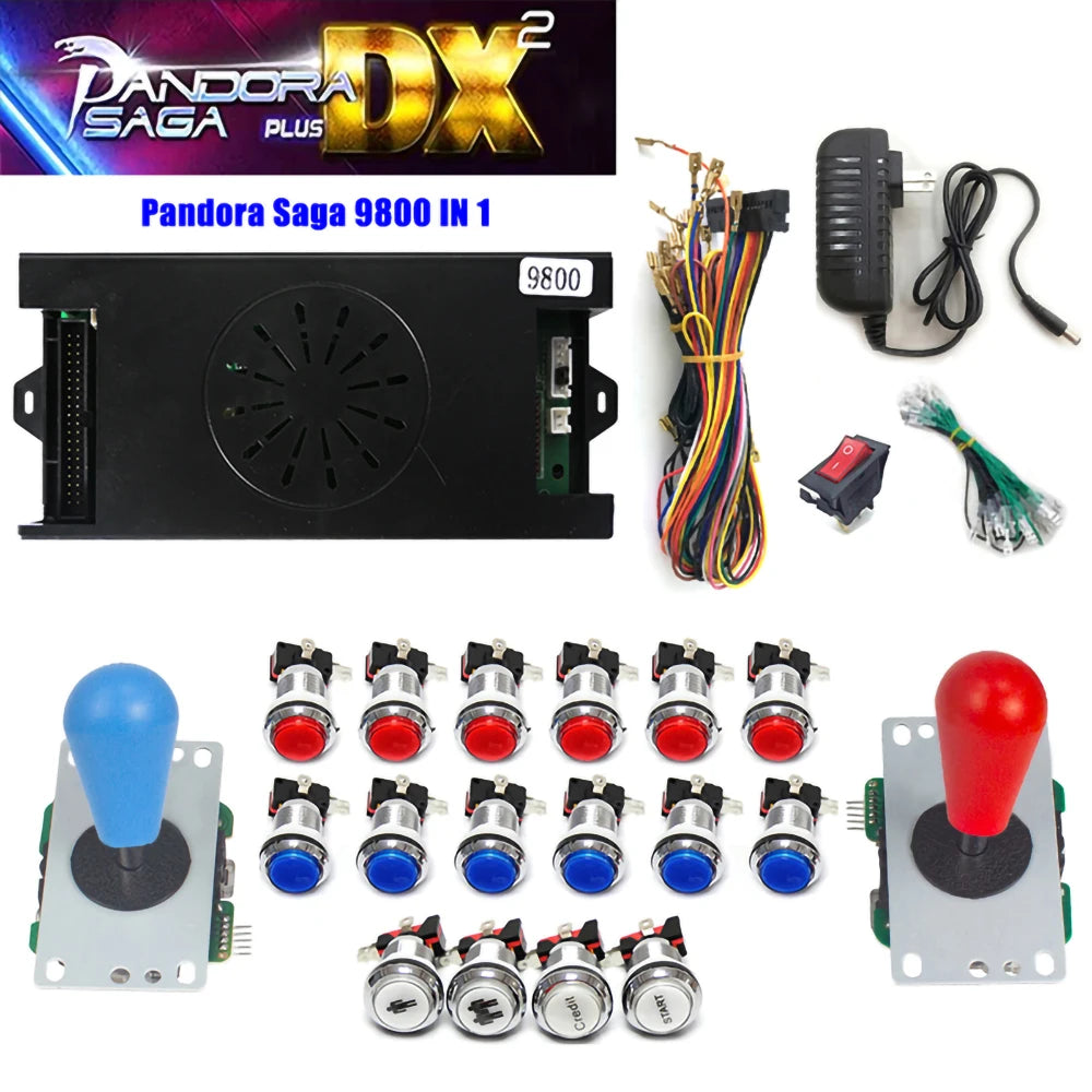 Pandora Saga DX2 Box 9800 in 1 DIY Kit 2 Player with Copy Sanwa Joystick Chrome Button for Arcade Game Console Cabinet