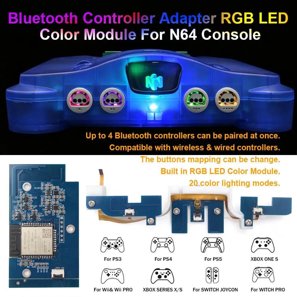 Hispeedido Newest For N64 Wireless Controller IBlueControlMo
